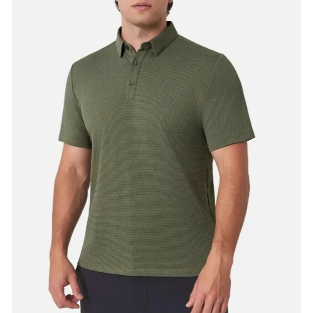 NEW Modern Ambition Men's M Olive Green Polo Shirt Pattern